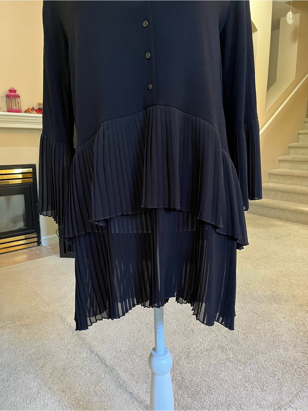 Zara Black Accordion Pleated Tunic - Picture 4 of 13